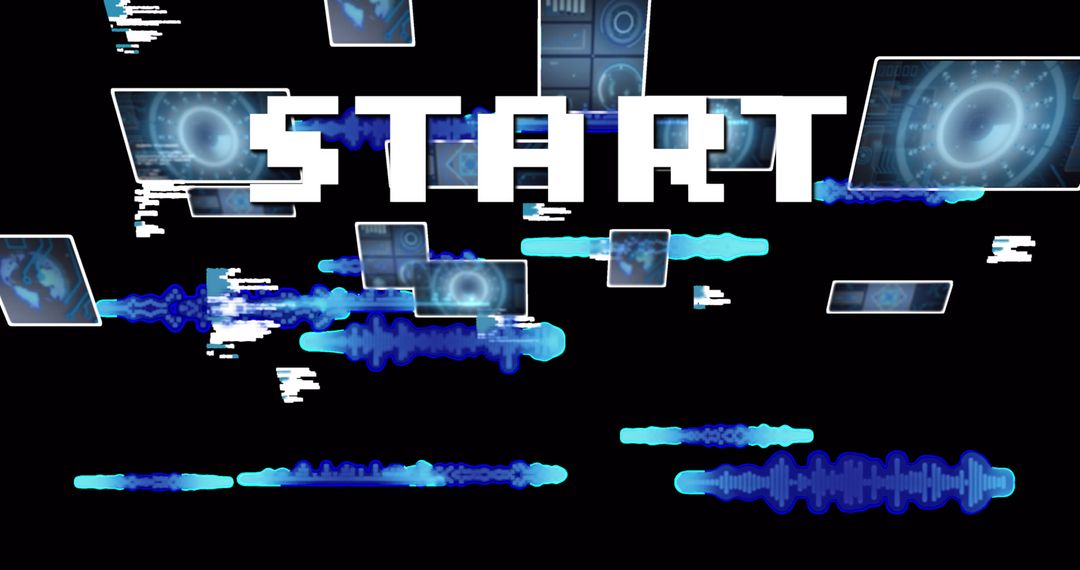 Digital START Concept with Blue Tech Screens