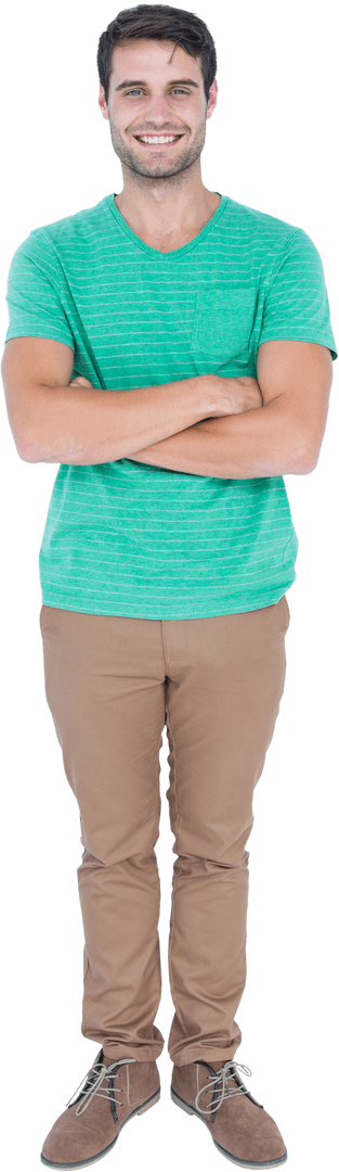 Full Length Portrait Handsome Man Standing Arms Crossed Transparent