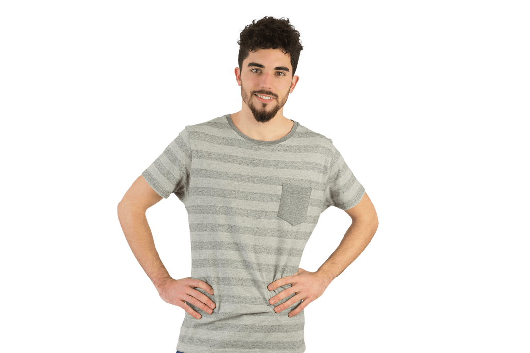 Happy Caucasian Man Hands on Waist Transparent Background