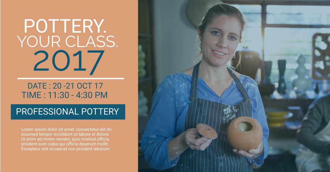 Woman Enjoying Pottery Workshop Promoting Craft Learning - Download Free Stock Templates Pikwizard.com