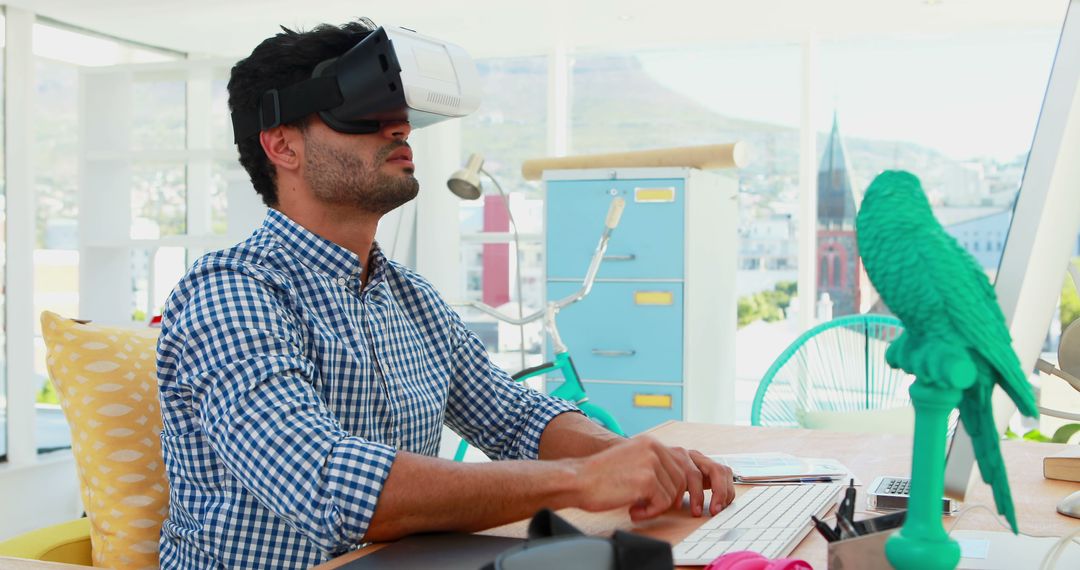 Young Professional Using Virtual Reality Headset in Office - Free Images, Stock Photos and Pictures on Pikwizard.com