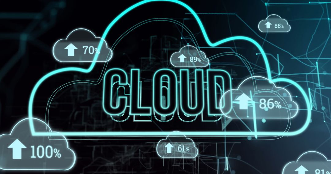 Cloud Computing Concept Overlay with Data Transfer Icons