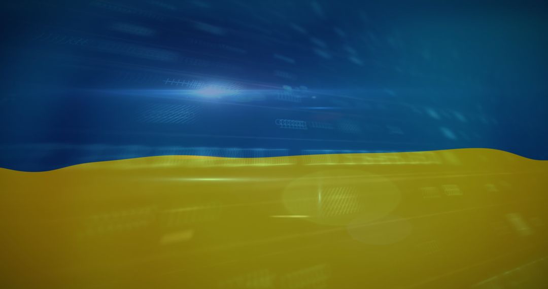 Dynamic Digital Data Flow in Blue and Yellow Tones