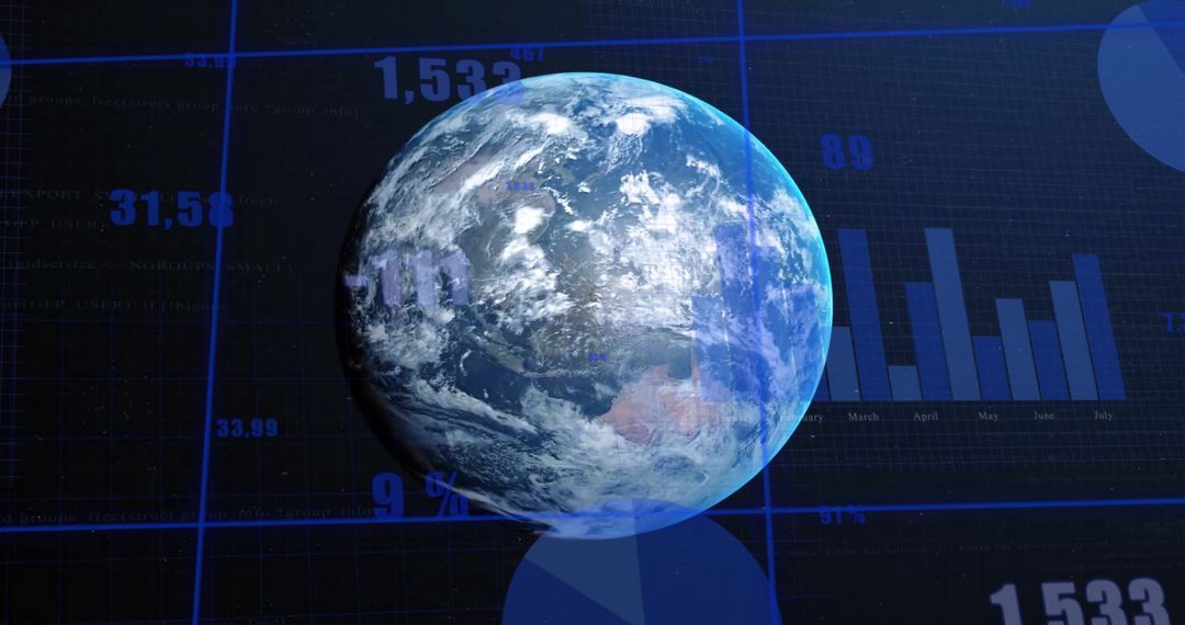 Digital Globe with Financial Graphs and Global Data