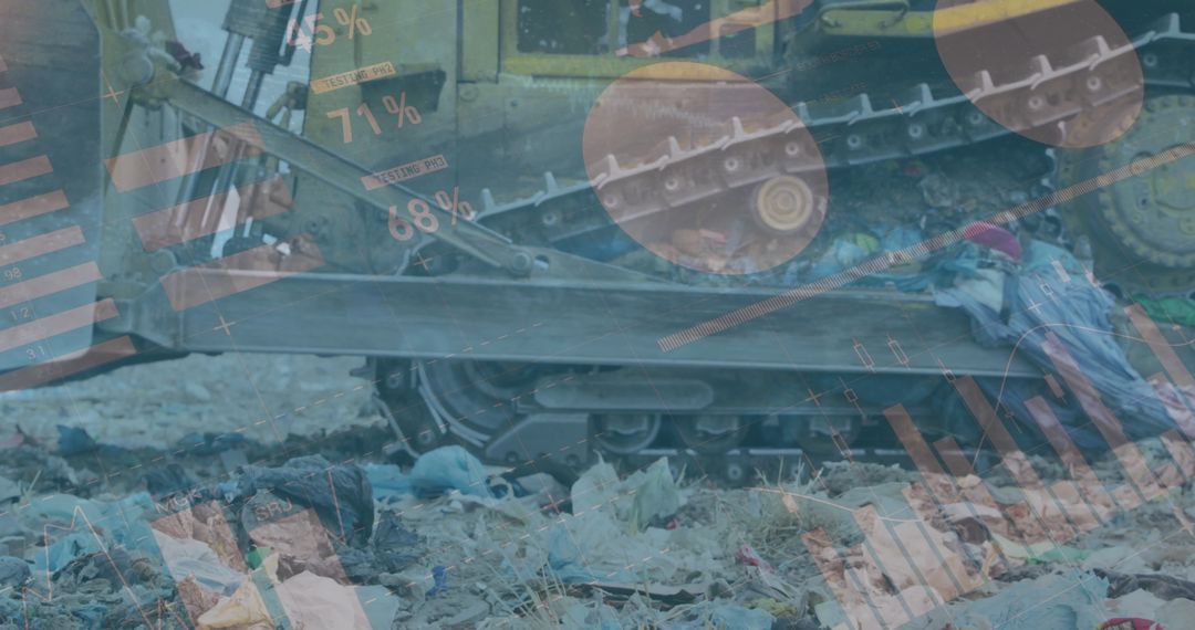 Tracked Bulldozer Operating on Landfill with Digital Data Overlays