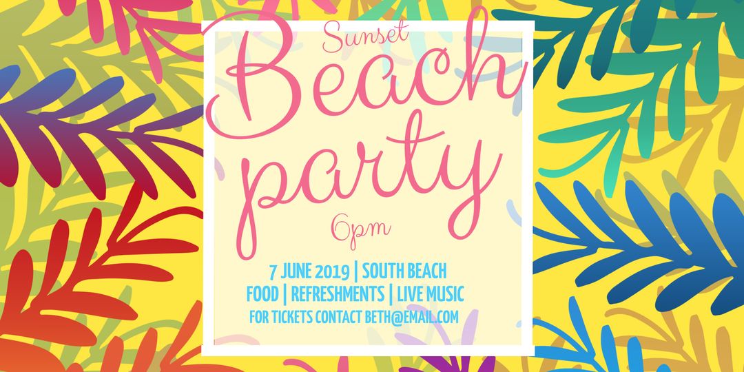 Vibrant Tropical Beach Party Invitation Design