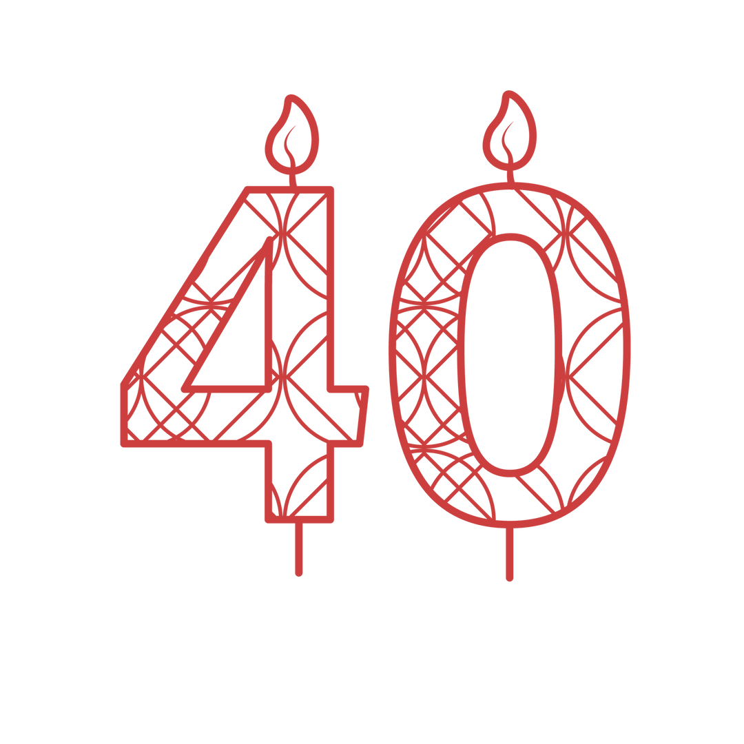 Red Patterned 40th Birthday Candle Illustration on Transparent Background - Download Free Stock Images Pikwizard.com