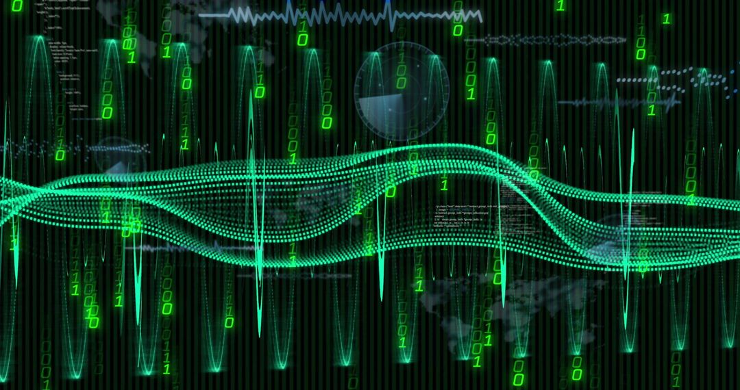 Abstract Binary Code with Digital Wave Patterns - Free Images, Stock Photos and Pictures on Pikwizard.com