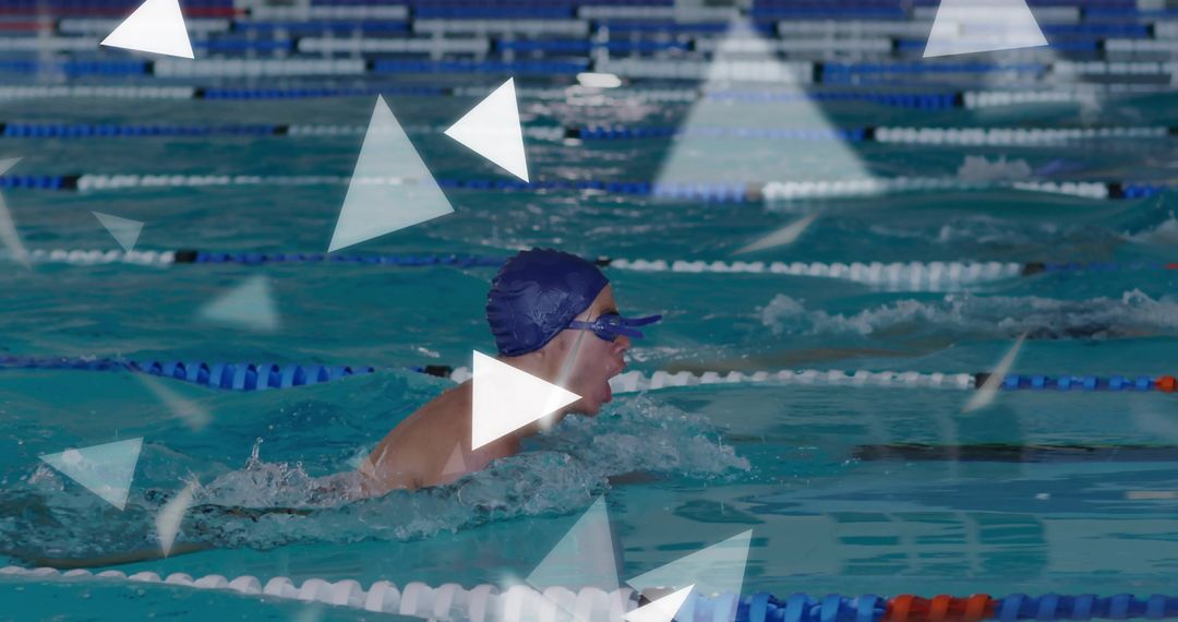 Competitive Swimmer in Action Butterfly Stroke Competition