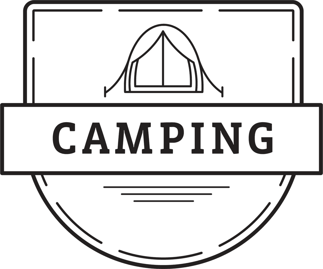 Camping Badge with Tent Icon on Transparent Background