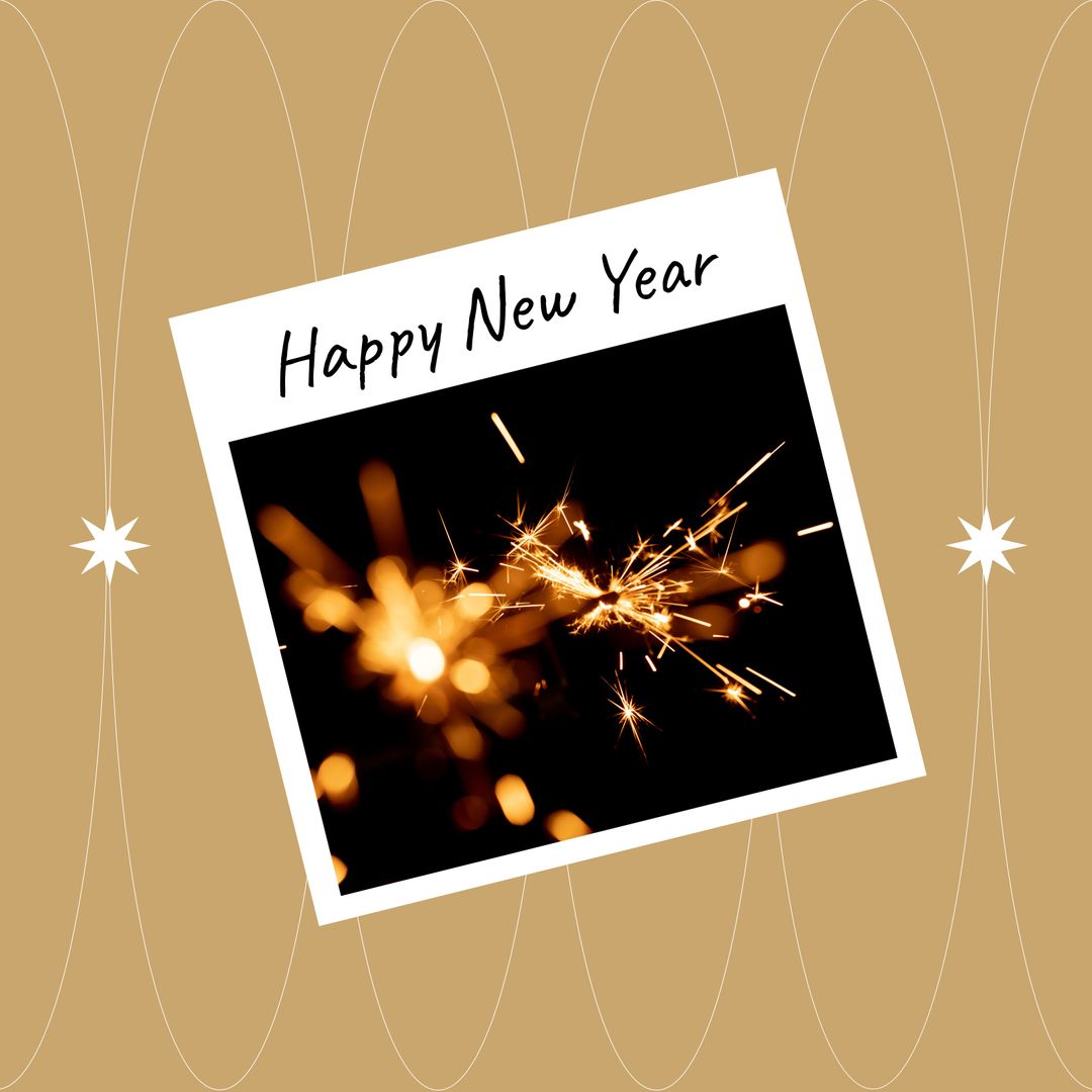 Festive New Year Celebration with Sparkler and Golden Background