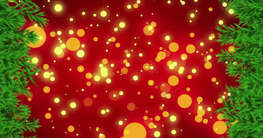 Festive Christmas Background with Fir Trees and Sparkling Bokeh