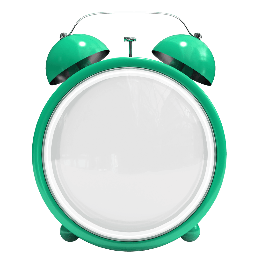 Transparent Empty Green Twin Bell Alarm Clock