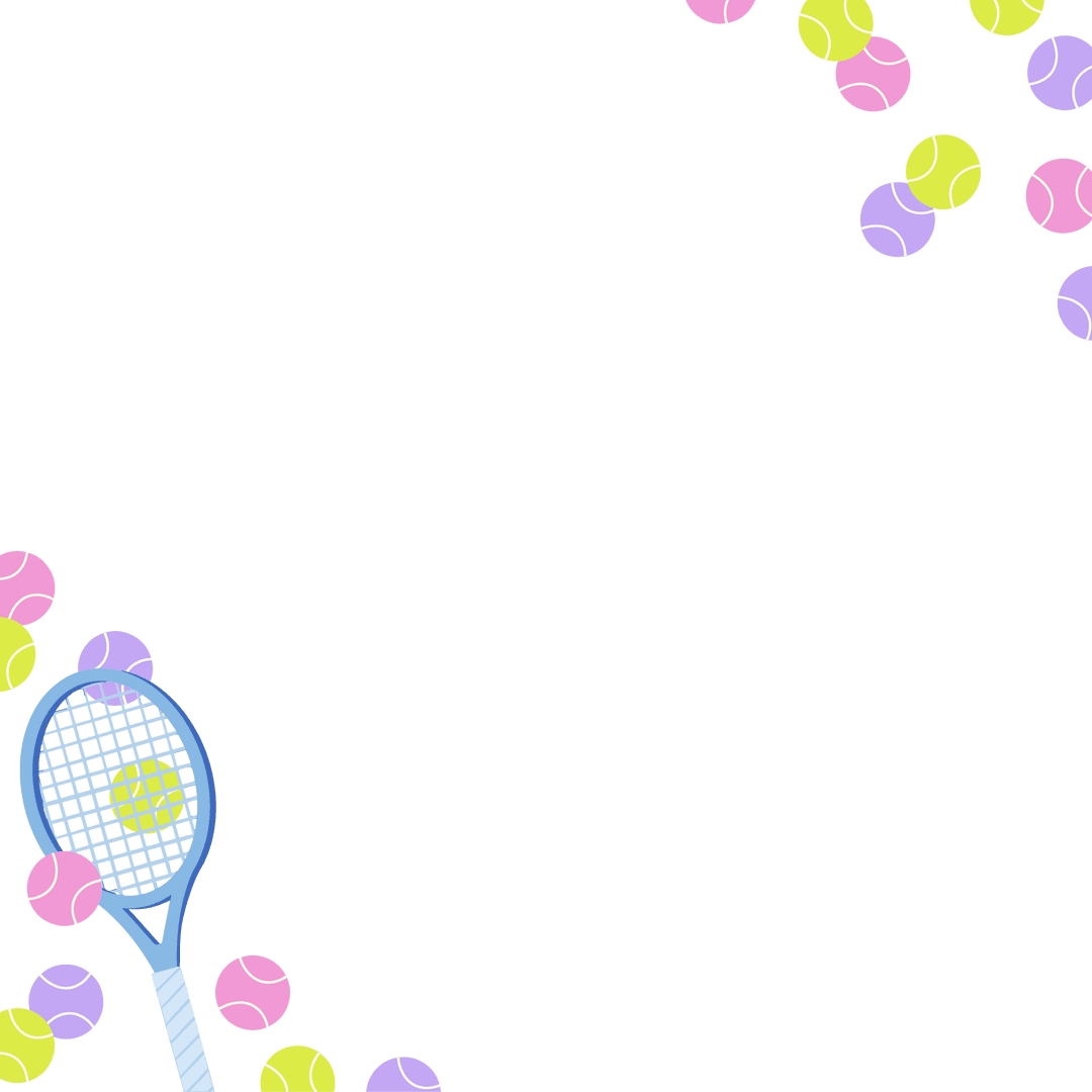 Minimalist Tennis Racket with Pastel Balls Border on Transparent Canvas