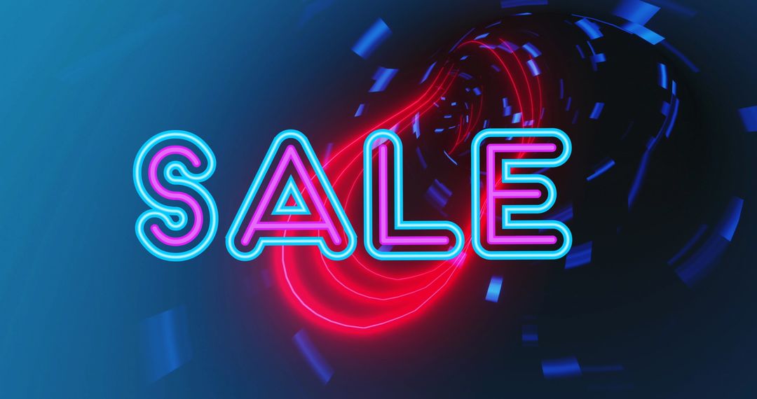 Vibrant Neon Sale Promotion with Digital Tunnel Effect