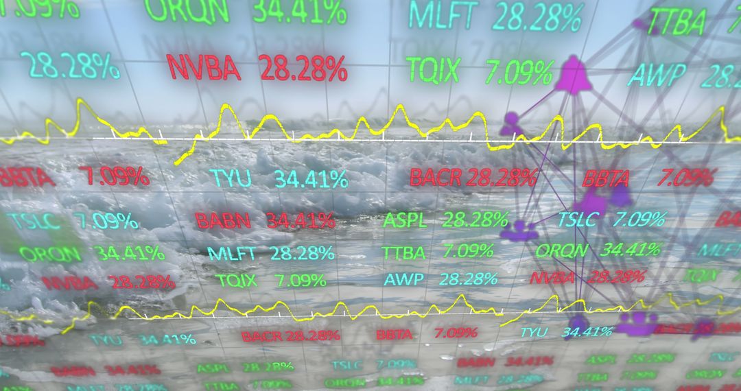 Global Finance Concept with Stock Market Overlay and Network