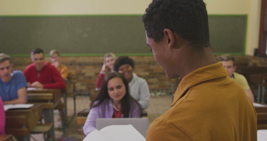 Engaged Students Listening to Classroom Presentation