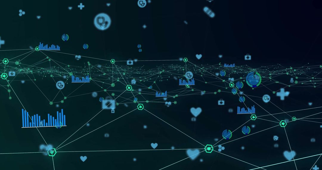 Connected Medical Icons Network Displaying Digital Interface