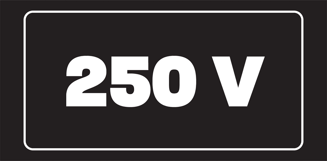Transparent 250 volt electrical warning sign illustration
