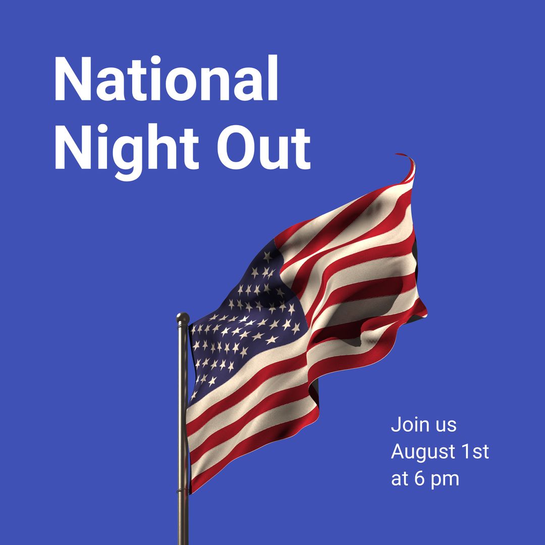 National Night Out Flyer with American Flag Copy Space - Download Free Stock Templates Pikwizard.com