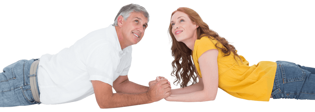 Happy Senior Couple Relaxing Together on Transparent Background