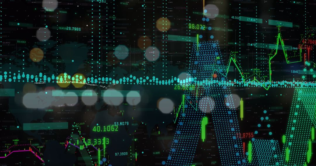 Dynamic Financial Charts and City Lights Symbolizing Global Business