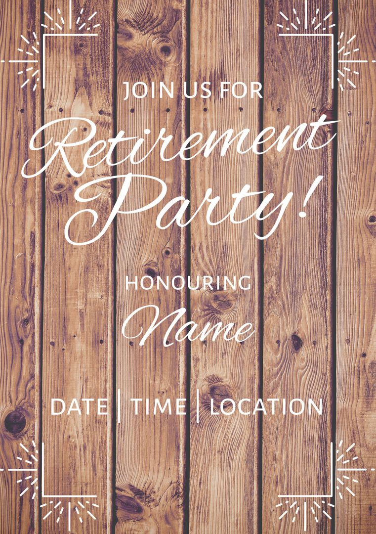 Rustic Wood-Themed Retirement Party Invitation Template - Download Free Stock Templates Pikwizard.com