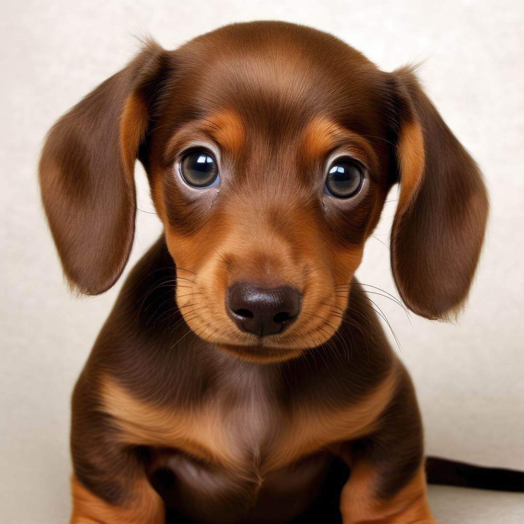 Adorable Dachshund Puppy Looking Up with Big Innocent Eyes - Free Images, Stock Photos and Pictures on Pikwizard.com