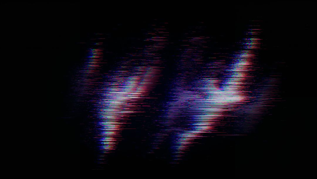Futuristic Glitch Pattern in Digital Void with Multicolor Artifacts