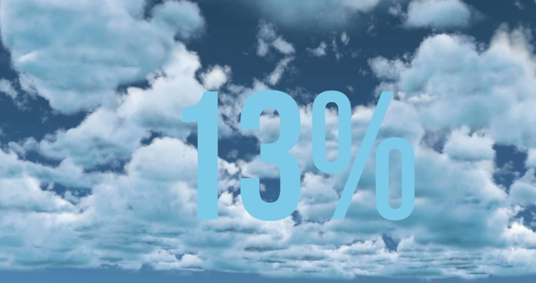 Dramatic Cloudy Sky with Bold Percentage Text Overlay