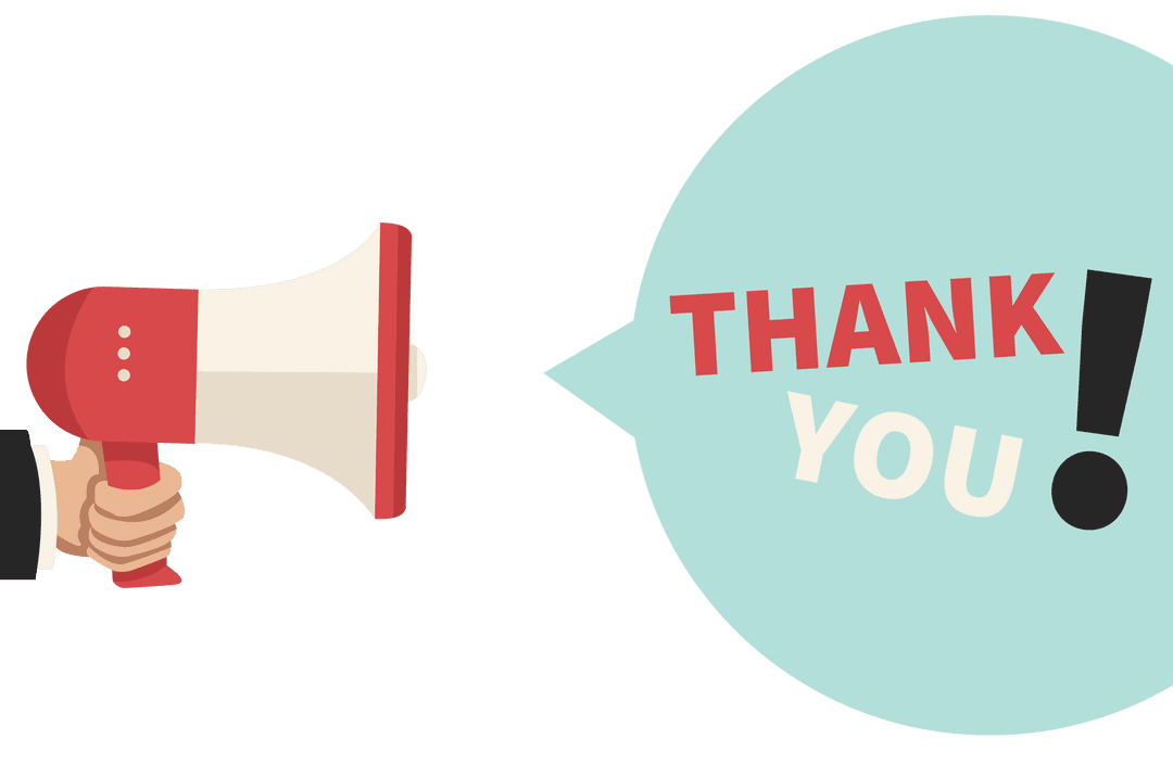 Thank You Text with Megaphone on Transparent Background