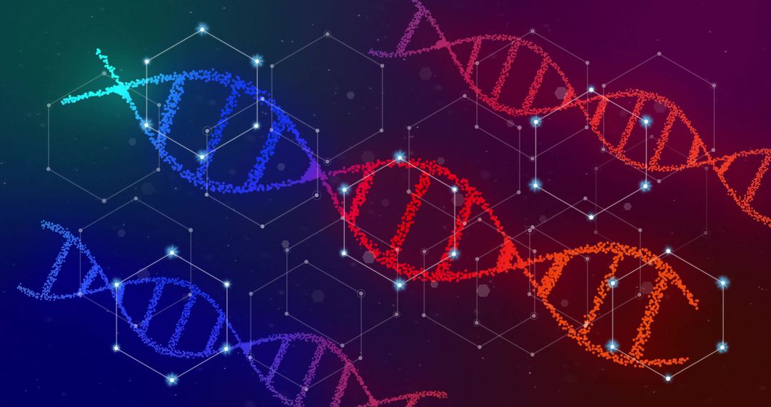 Digital DNA Helixes with Glowing Network Overlay
