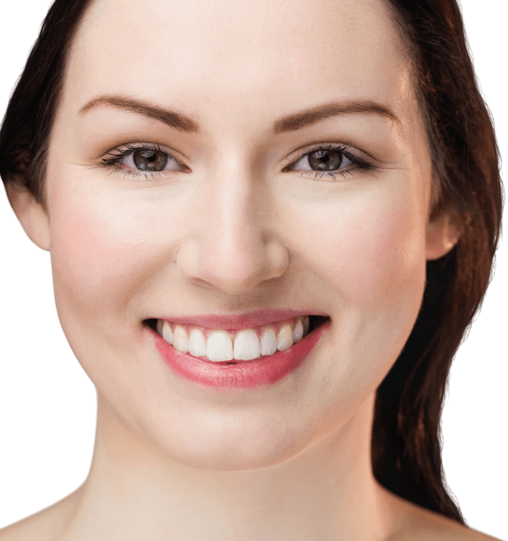Transparent Smiling Woman Portrait Close-Up with Radiant Expression