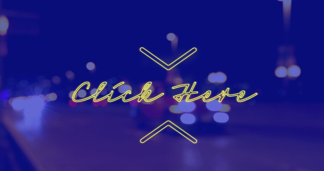 Illuminated Click Here Text Over Urban Night Background