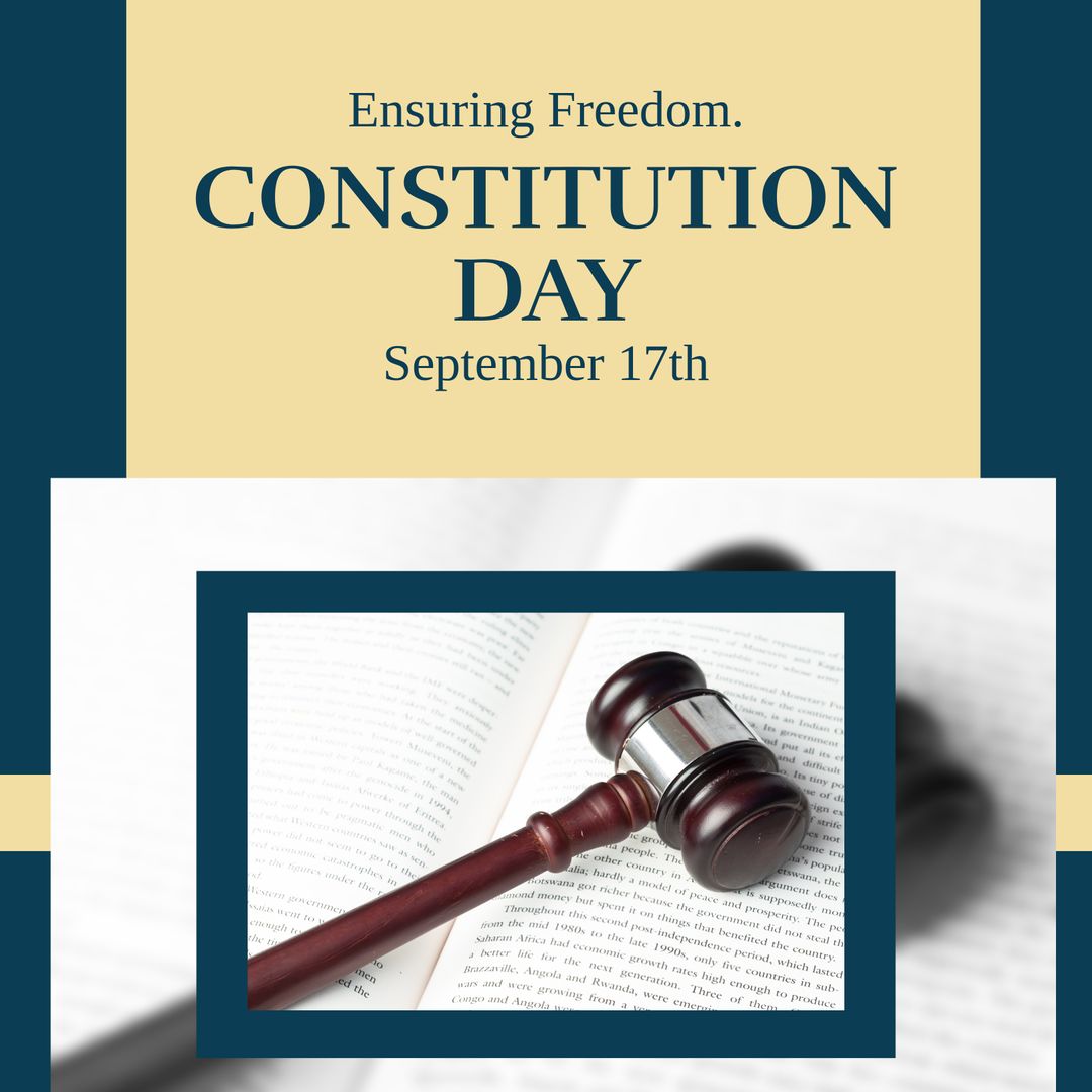 Constitution Day Gavel On Open Book Celebrating Freedom