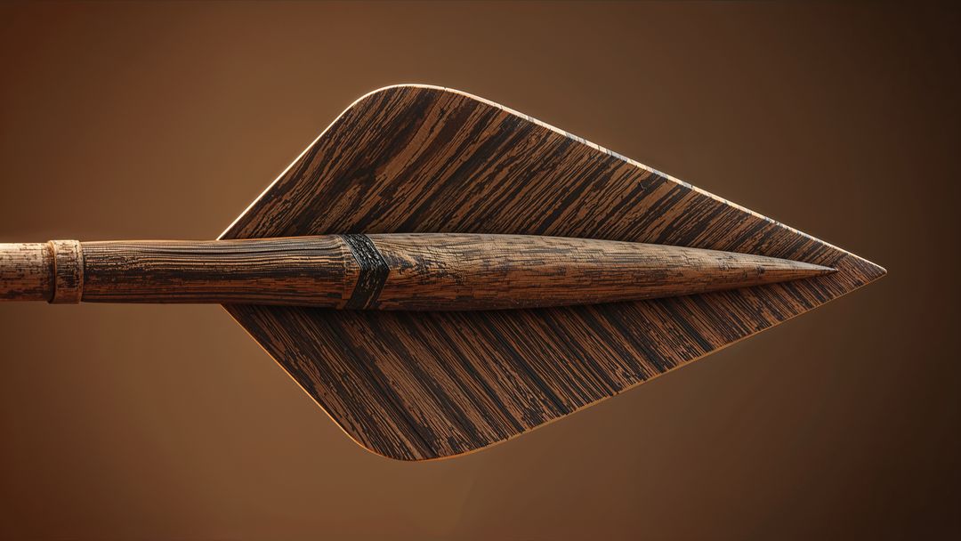 Handcrafted Wooden Arrow with Carved Tip and Rustic Design
