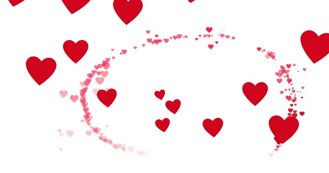 Floating Red Hearts on White Background for Valentine's Day