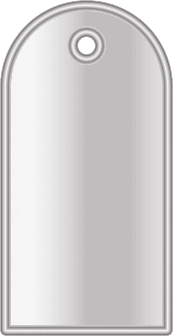 Curved Rectangular Silver Pendant on Transparent Background