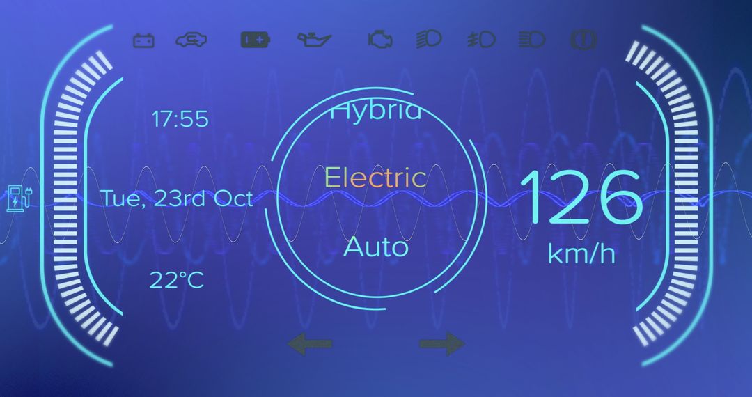 Futuristic Electric Car Interface Display with Data Visualization