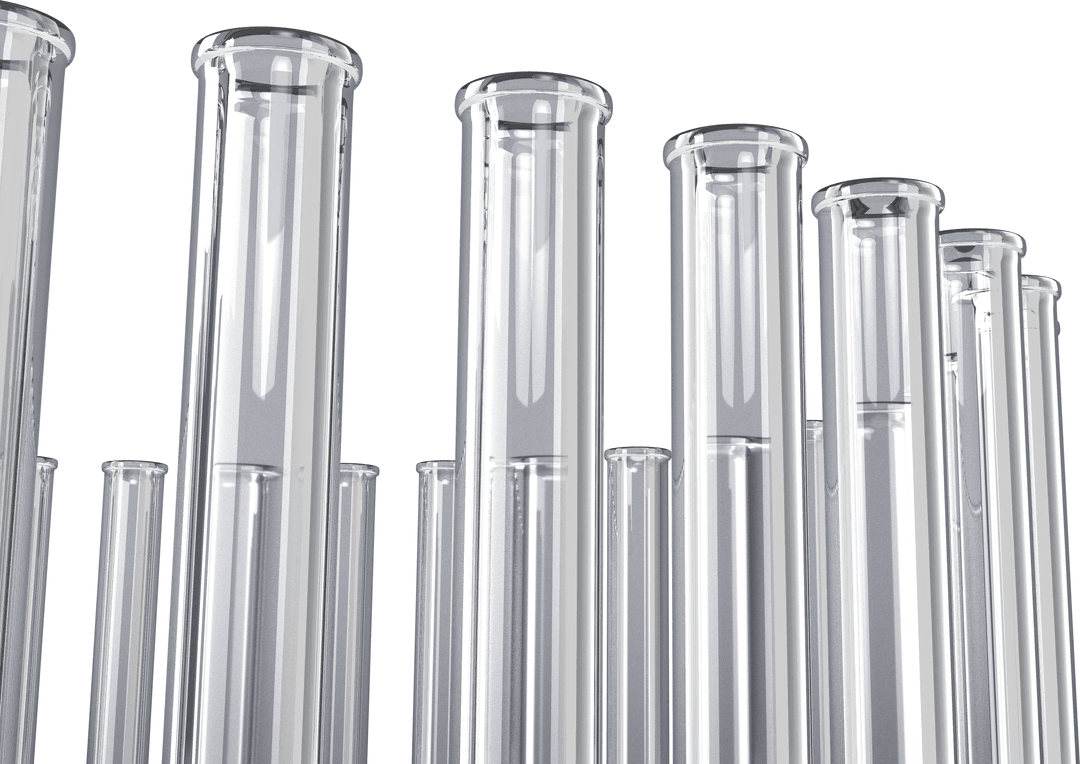 Transparent Rows of Laboratory Test Tubes Arranged Loosely