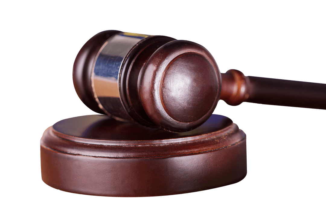 Judge's Gavel on Transparent Background for Legal Concepts