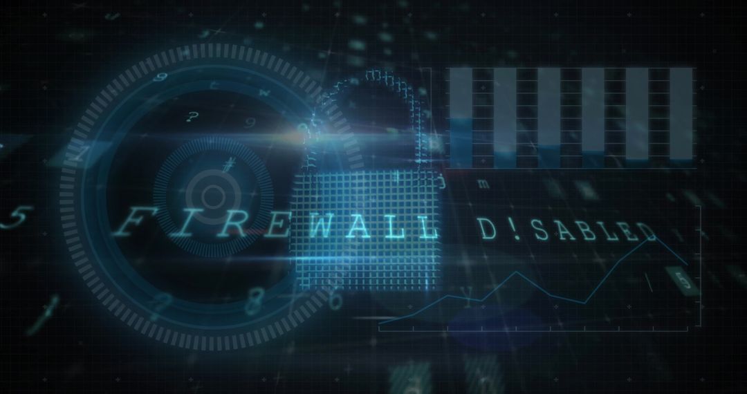 Firewall Disabled Security Warning with Digital Grid