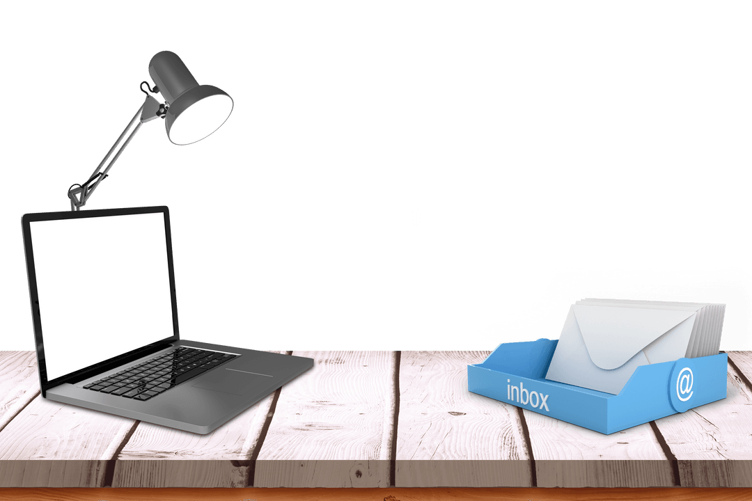 Transparent Work Desk with Laptop and Inbox Organizer