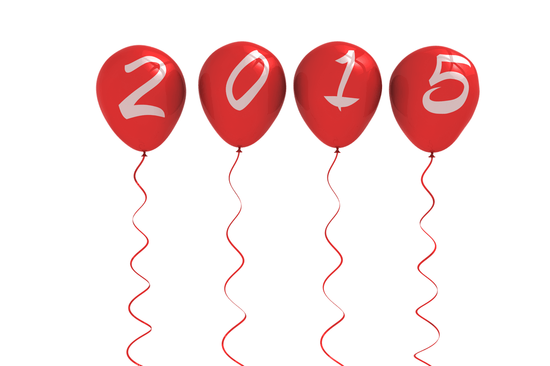 Red Balloons, Transparent Background, Festive Number 2015, Celebratory Theme