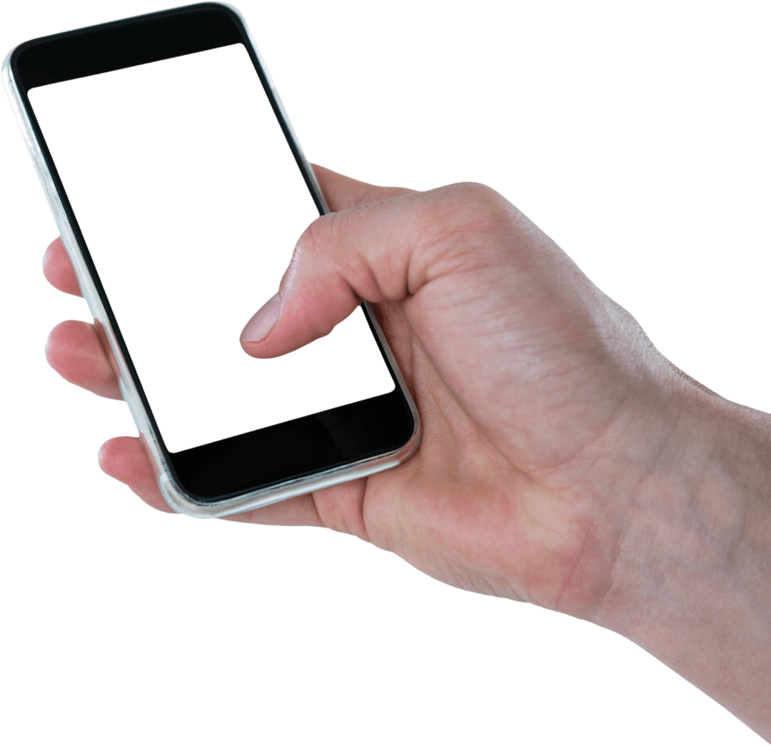 Hand Holding Transparent Smartphone with Blank Screen Mockup