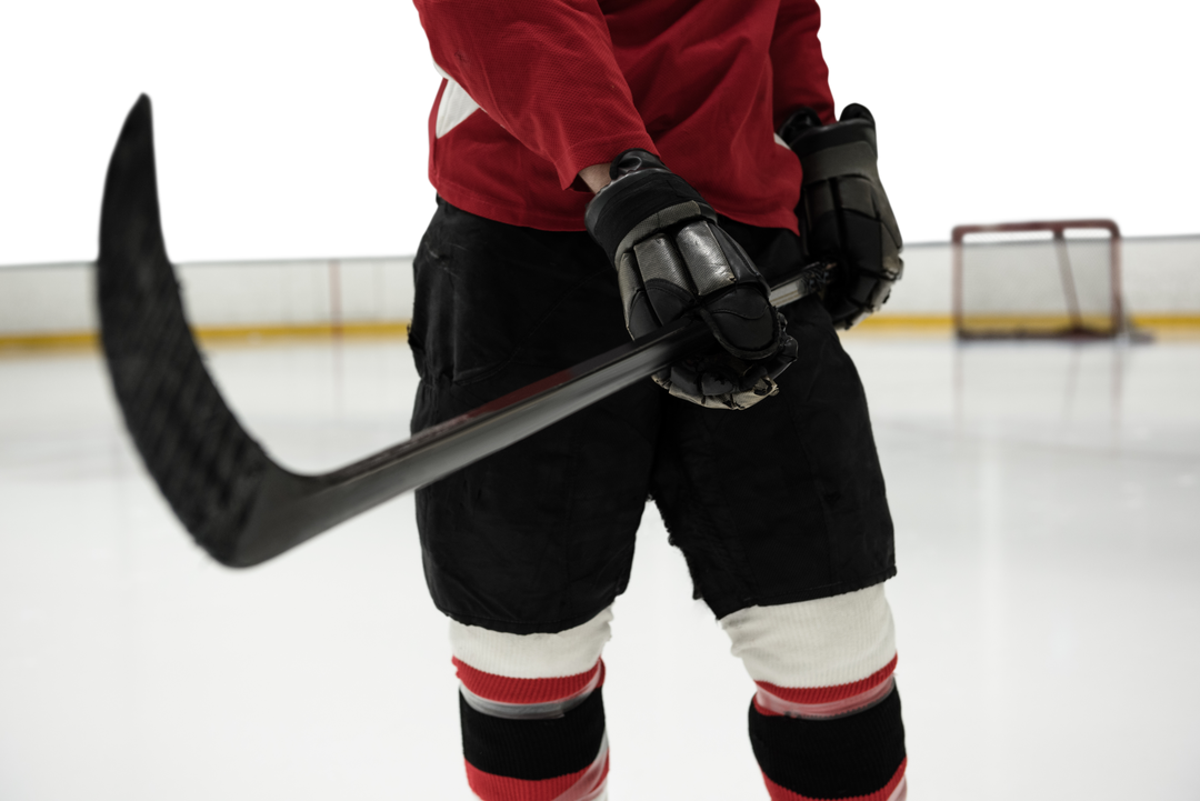 Transparent Close-Up of Hockey Player Holding Stick on Ice Rink - Download Free Stock Images Pikwizard.com