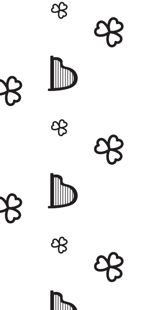 Black Harps and Clovers Assorted on Transparent Background