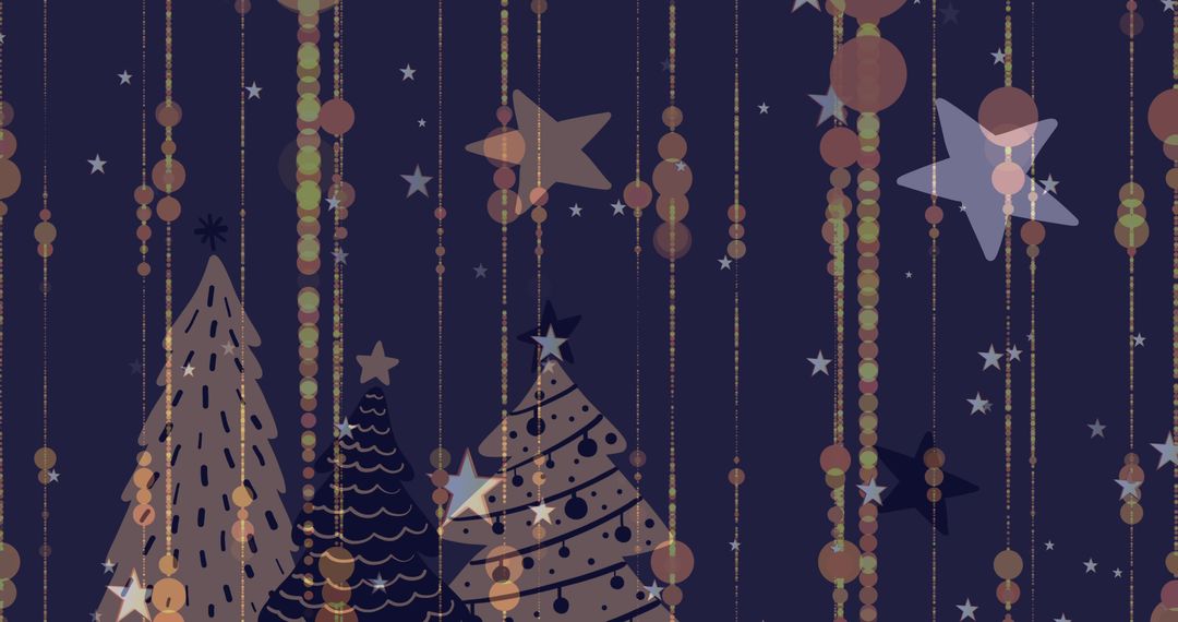 Festive Christmas Tree and Star Pattern on Dark Background