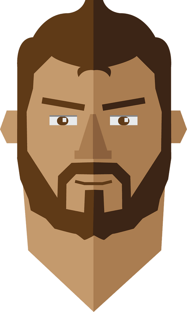 Abstract Bearded Man Illustration on Transparent Background