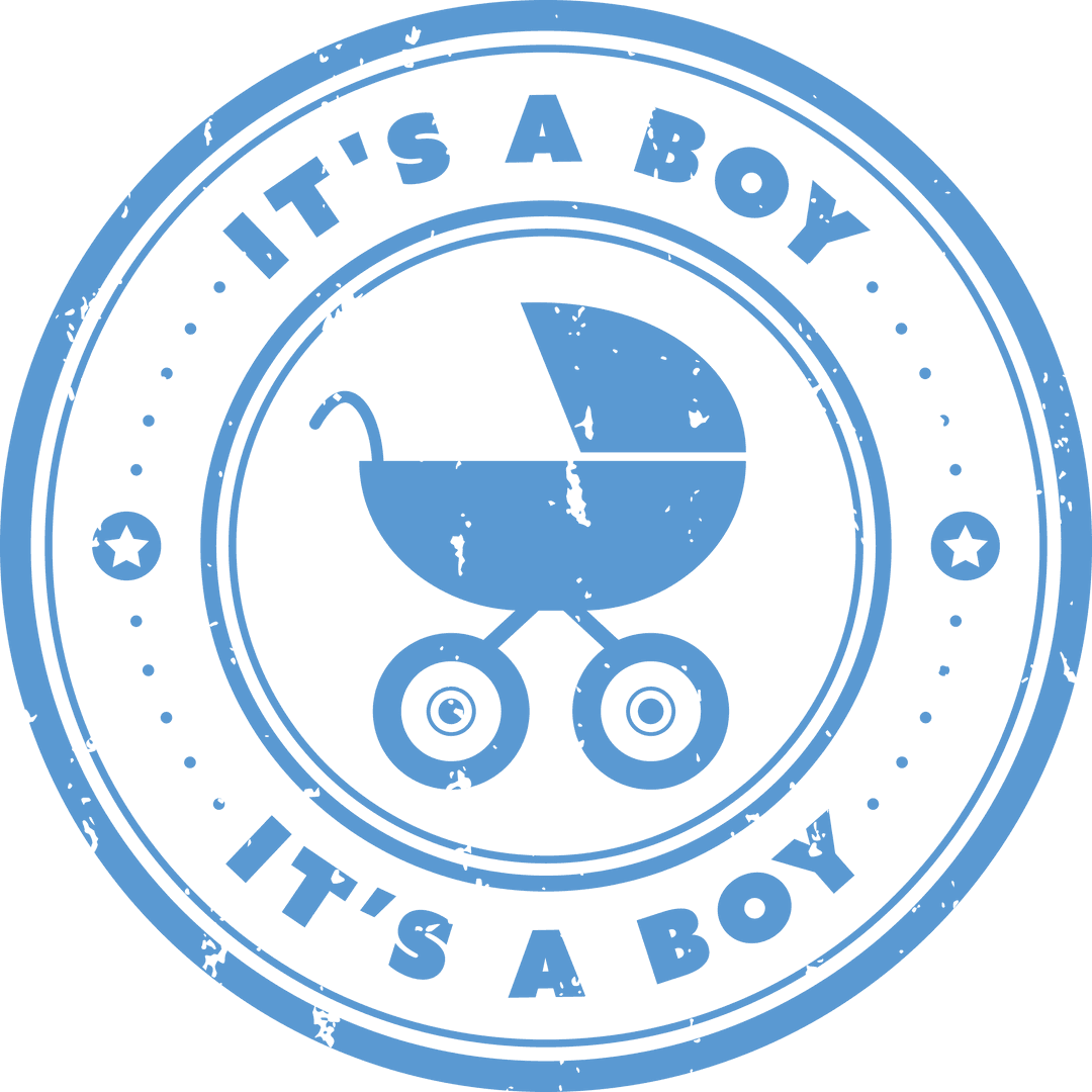 Blue It's a Boy Label on Transparent Background